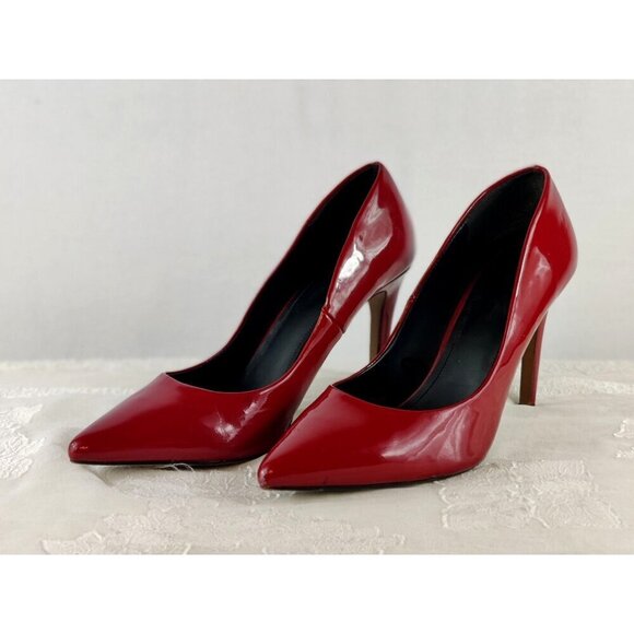 Red Patent Pumps Stiletto Heel Faux Leather Sexy Fun Formal Career Sz 8.5 H&M - Picture 1 of 13